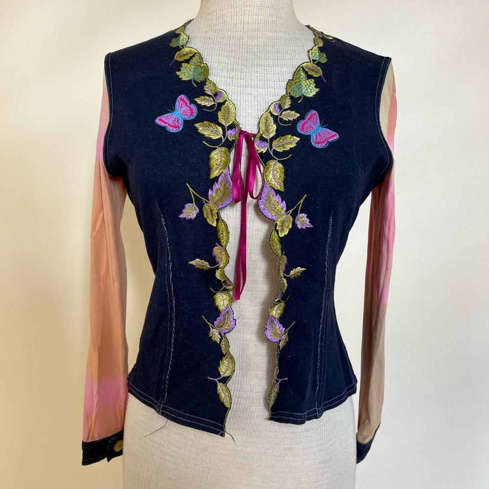 Embroidered Floral Jacket Top